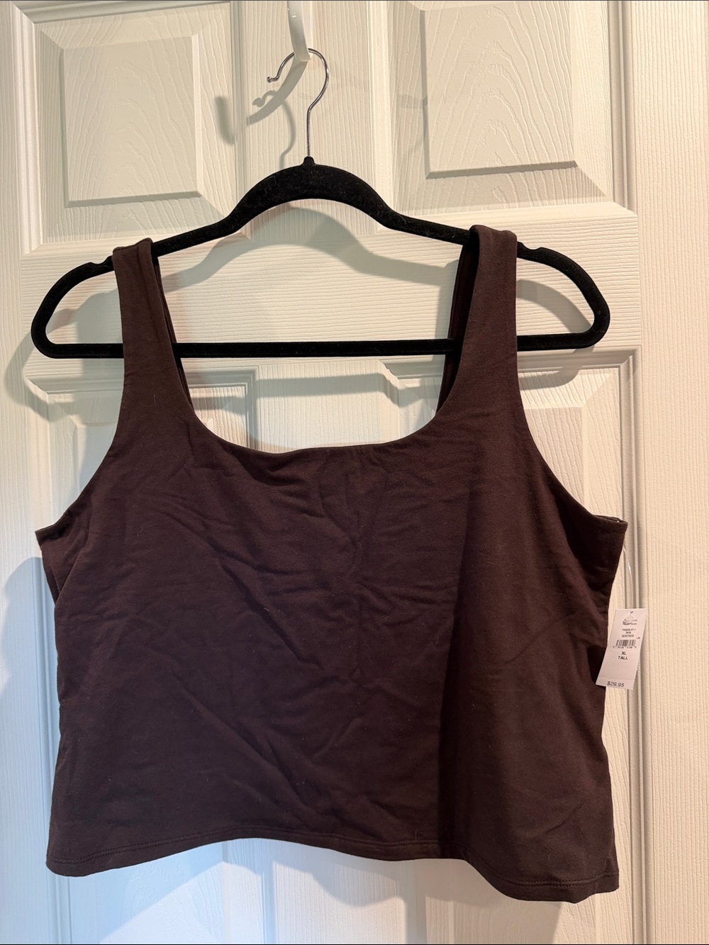 Women’s Scoop Neck Crop Tank Top - Brown — XL Tall